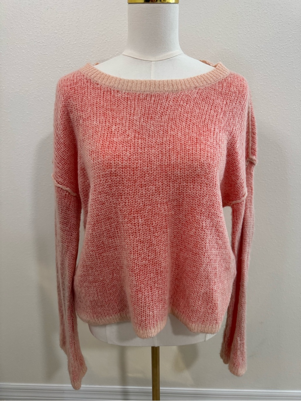 Splendid Pink Coral Open Knit Lightweight Sweater - Size S